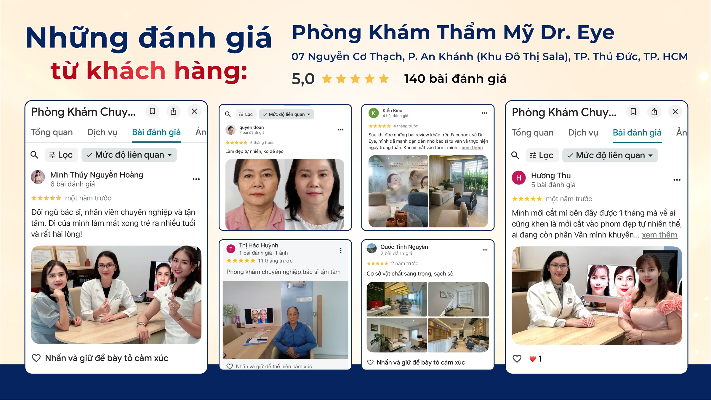 Đánh giá 5 sao từ khách hàng Dr. Eye trên Google Maps – hơn 1.000 đánh giá